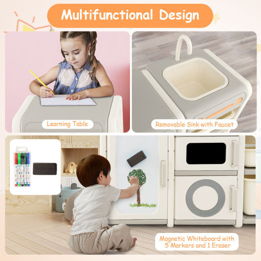Multipurpose Toy Chest and Bookshelf with Magnetic Whiteboard-Gray