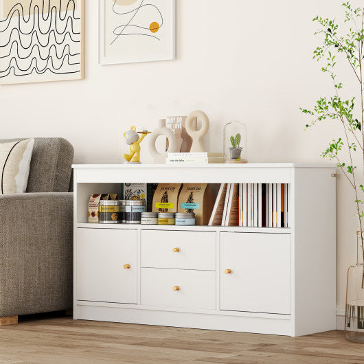 Kids Toy Storage Organizer with Open Shelf and 2 Drawers for Playroom-White