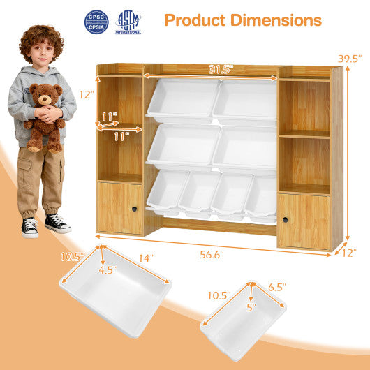 Kids Toy Storage and Bookshelf with Boxes and Open Shelves-Beige