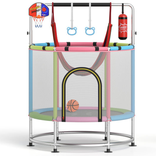 55 inches Kids Trampoline Gift for for 3-6 Years Old Boys and Girls-Pink