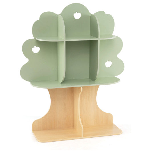 Kids Tree Bookshelf 45 inches Tall Freestanding Bookcase with Open Shelves-Green