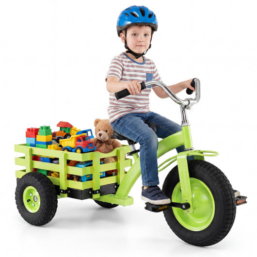 Kids Tricycle with 15 Inch Inflatable Rubber Tires -Green