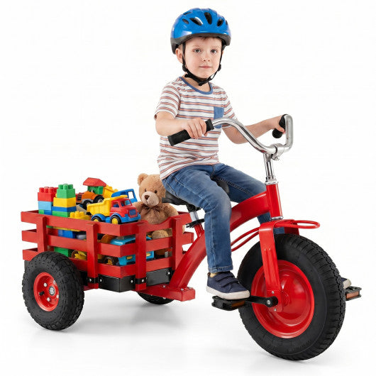 Kids Tricycle with 15 Inch Inflatable Rubber Tires-Red