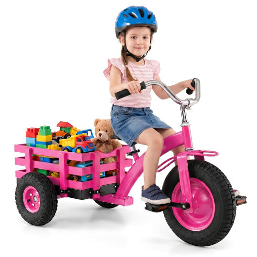 Kids Tricycle with 15 Inch Inflatable Rubber Tires -Pink
