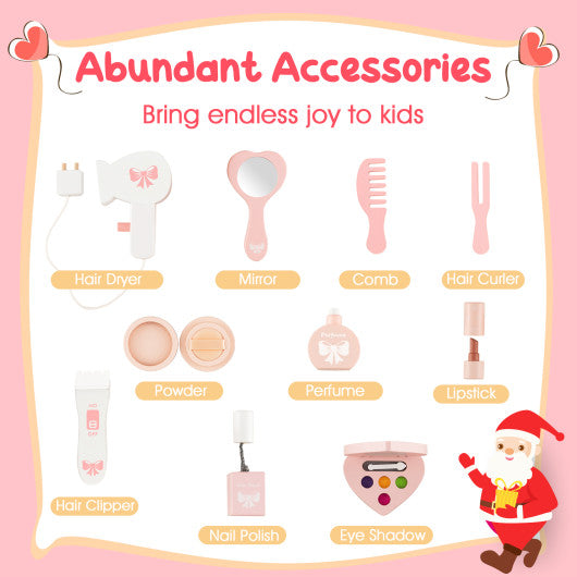 Kids Vanity Set with Heart-shaped Mirror-White