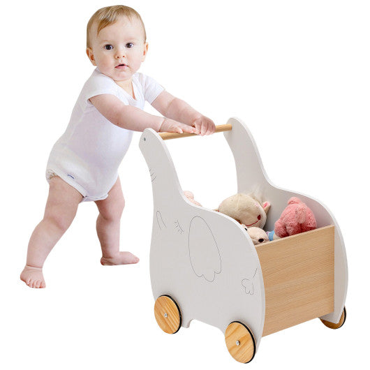 Kids Wooden Shopping Cart with Rubber Wheels