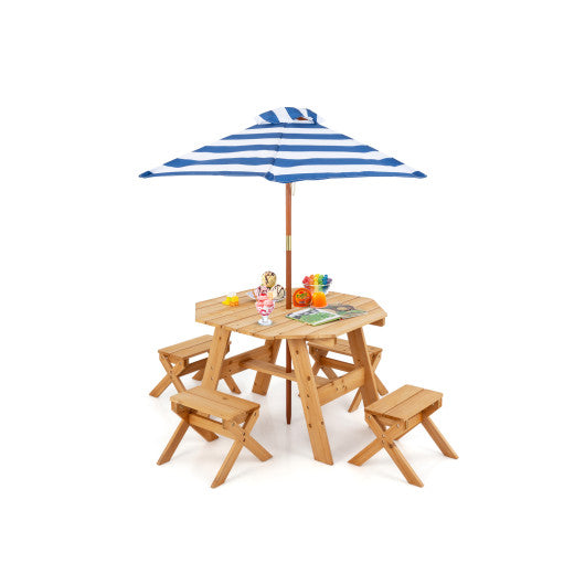Kids Wooden Table Set for Children Aged 3+ Years-Natural