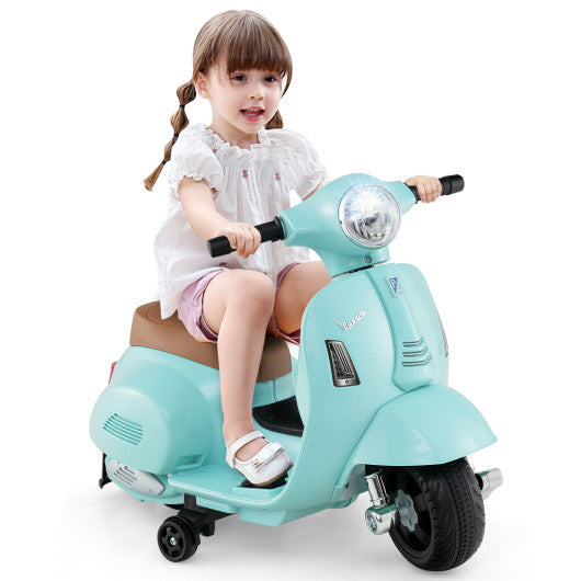 Kids Ride on Motorcycle Licensed Vespa with LED Headlight and Horn Sound-Green