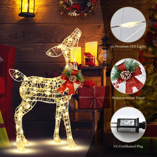 34.5 Inch Lighted Christmas Reindeer Decoration with 50 Warm White LED Lights