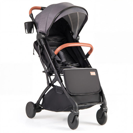 Lightweight Baby Stroller Compact Travel Stroller with One-Hand Folding-Gray