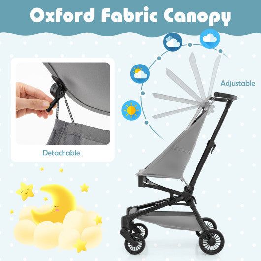Lightweight Baby Stroller Compact and Airplane-Friendly Travel Stroller-Gray