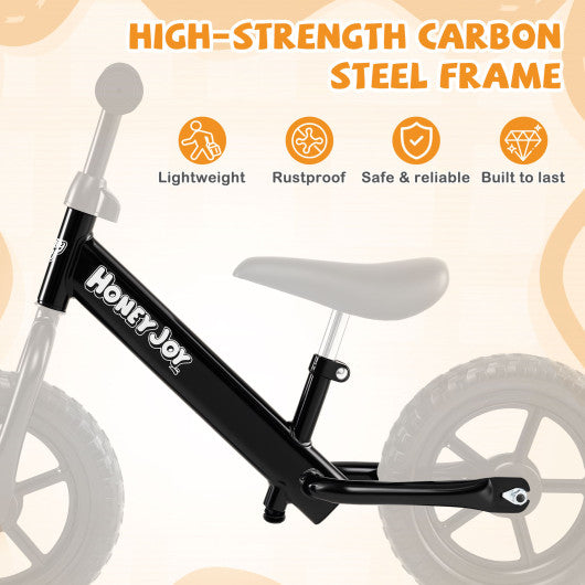Lightweight Toddler Balance Bike No Pedal Training Bicycle-Black