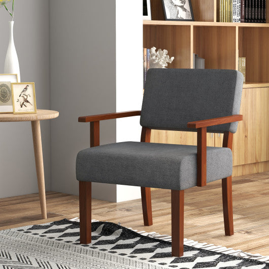 Linen Accent Chair Living Room Chair with Soft Padded Seat and Backrest-Gray
