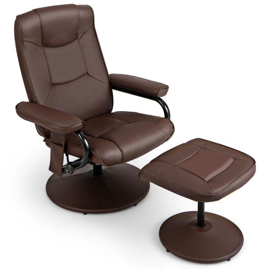 360¡ãSwivel Massage Recliner Chair with Ottoman-Brown