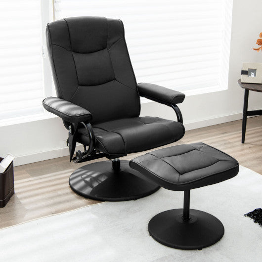 360¡ãSwivel Massage Recliner Chair with Ottoman-Black