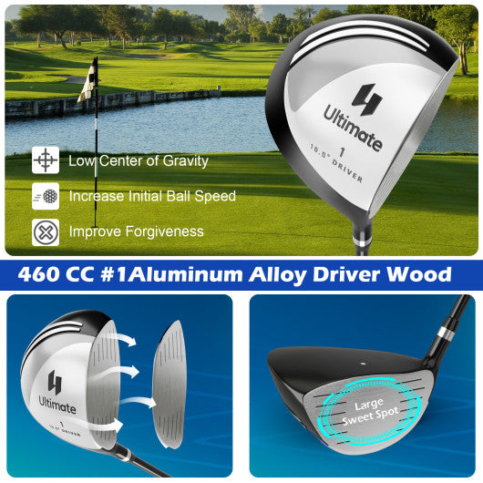 Men's 9 Pieces Complete Golf Club Set-Gray
