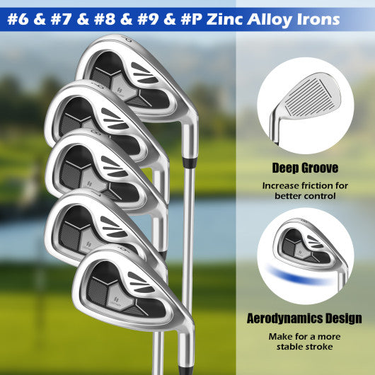 Men's 9 Pieces Complete Golf Club Set-Gray