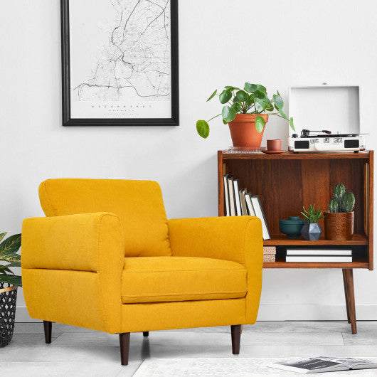 Modern Upholstered Accent Chair Single Sofa Armchair-Yellow