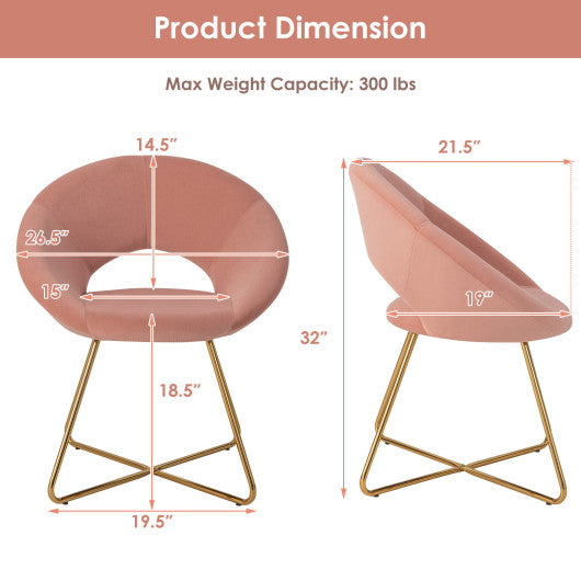 Modern Velvet Accent Chair Vanity Chair with Metal Legs-2 Pieces