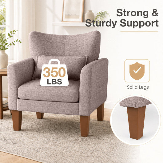Modern Accent Chair with Removable Cushion & Pillow for Living Room-Brown