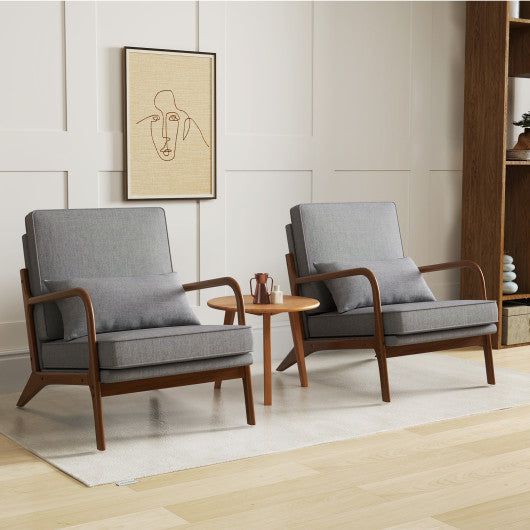 Modern Accent Chair with Rubber Wood Armrests and Removable Back-Gray
