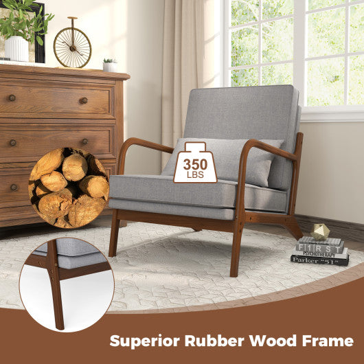 Modern Accent Chair with Rubber Wood Armrests and Removable Back-Gray