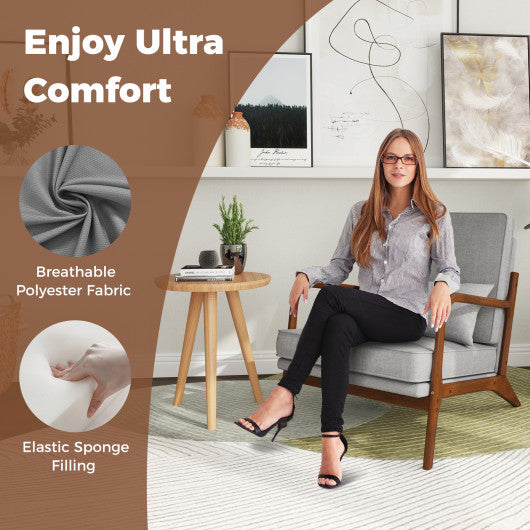 Modern Accent Chair with Rubber Wood Armrests and Removable Back-Gray