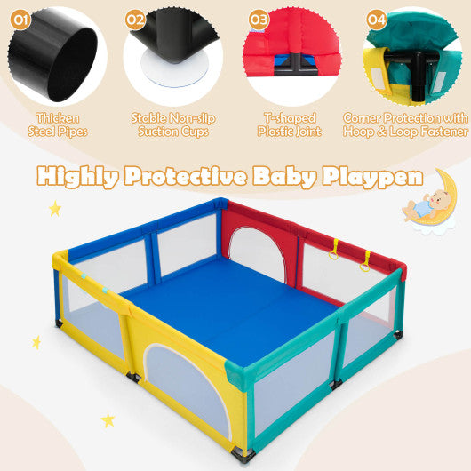 Large Infant Baby Playpen Safety Play Center Yard with 50 Ocean Balls-Color
