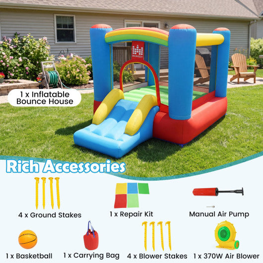 Rainbow Castle Inflatable Bounce House 370W Blower Included