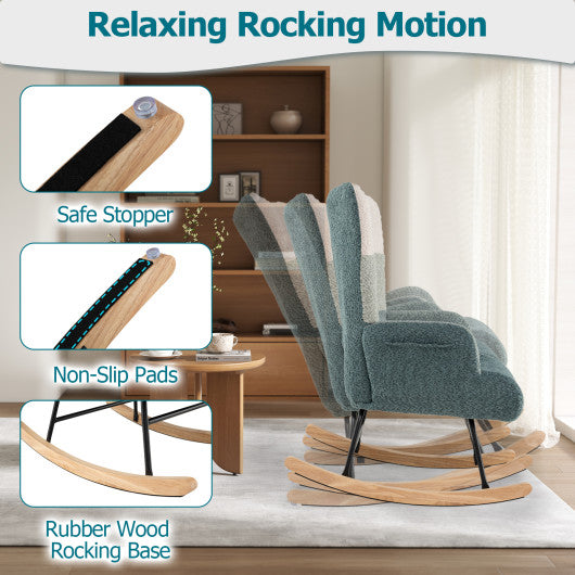 Nursery Rocking Chair with Ergonomic Armrests and High Backrest