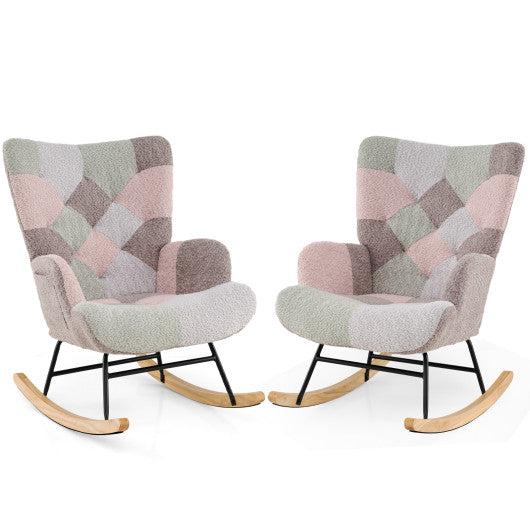 Nursery Rocking Chair with Ergonomic Armrests and High Backrest for Living Room