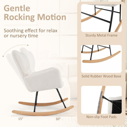 Nursery Rocking Chair with Comfy Backrest and Armrest-Beige