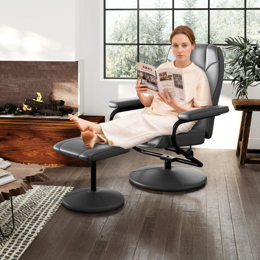 360¡ã Swivel Recliner Chair with Ottoman-Gray