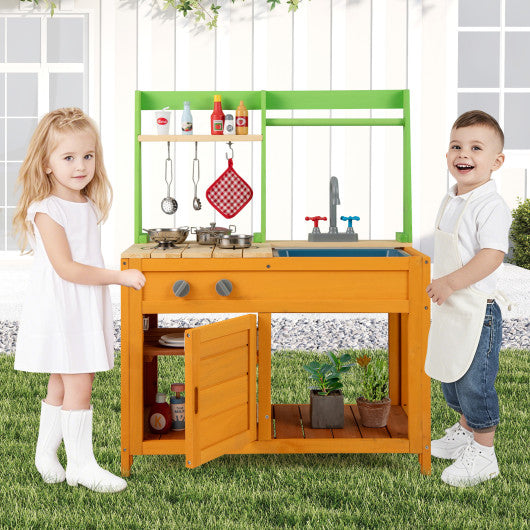 Outdoor Mud Kitchen Playset for Girls and Boys 3+ Years Old-Orange