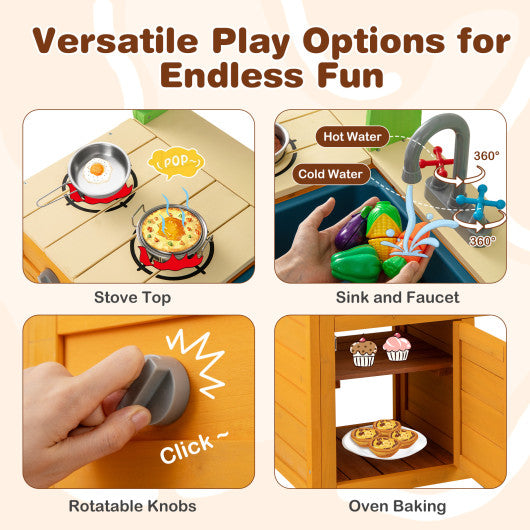 Outdoor Mud Kitchen Playset for Girls and Boys 3+ Years Old-Orange