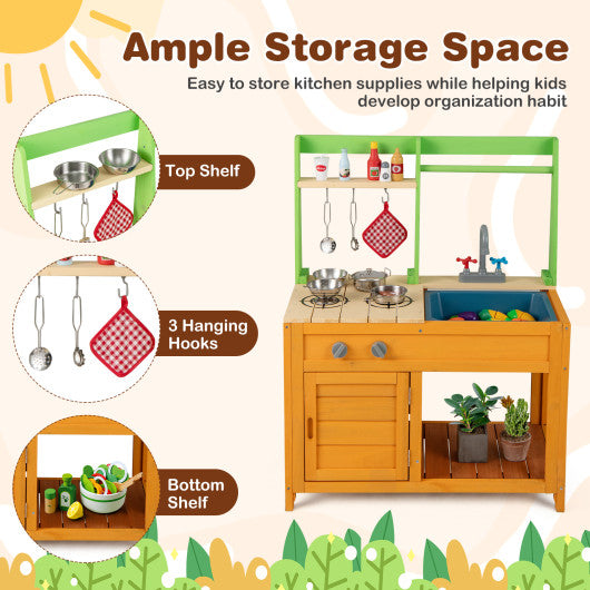 Outdoor Mud Kitchen Playset for Girls and Boys 3+ Years Old-Orange