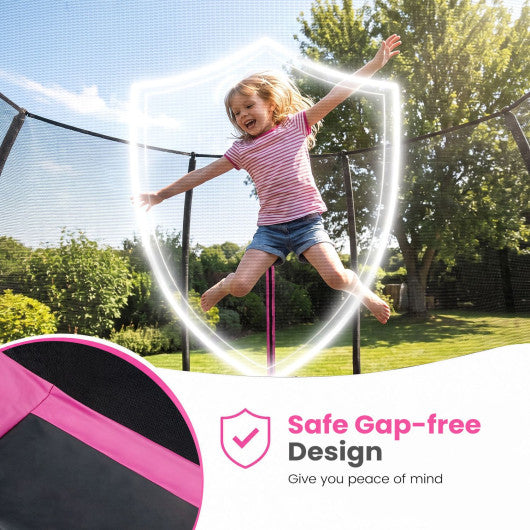 Outdoor Recreational Trampoline Giant Round Rebounder with Enclosure Net-Pink