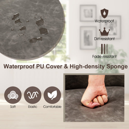 PU Leather Accent Chair with Rubber Wood Armrests-Gray