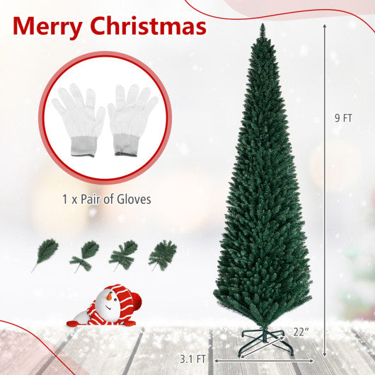 PVC Artificial Slim Pencil Christmas Tree-9 Feet