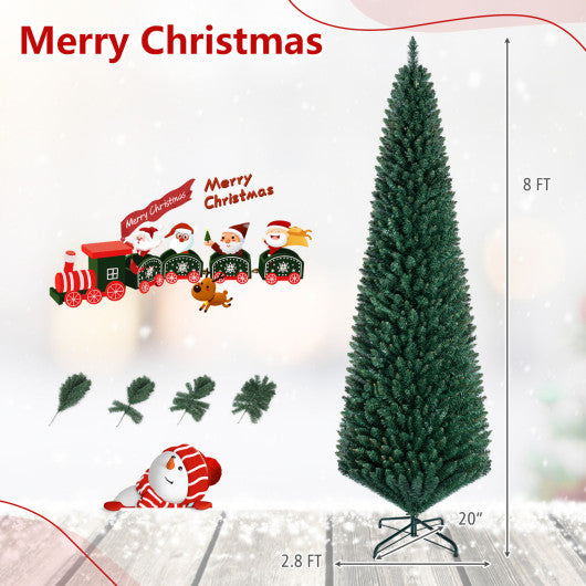 PVC Artificial Slim Pencil Christmas Tree-8 Feet