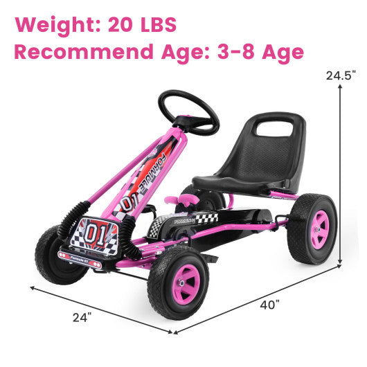 4 Wheels Kids Ride On Pedal Powered Bike Go Kart Racer Car Outdoor Play Toy-Pink
