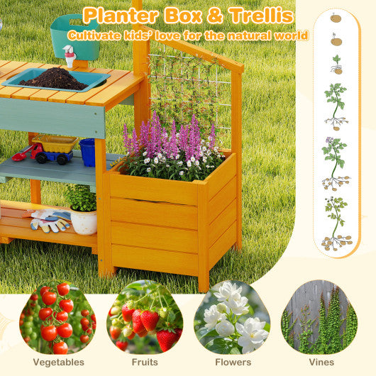 Play Kitchen for Kids Wooden Toy Kitchen Playset Pretend Mud Kitchen-Yellow