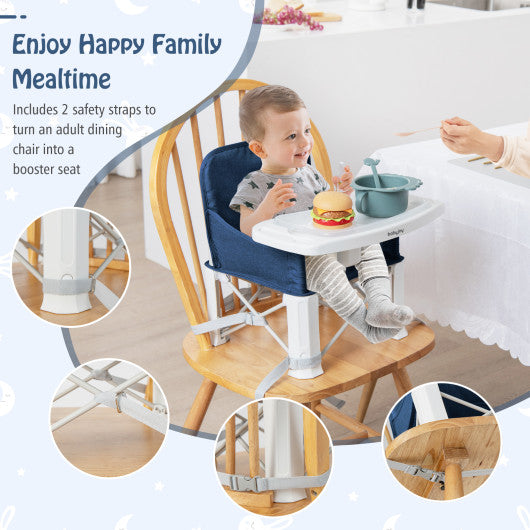 Portable Baby Booster Seat with Straps and Double Tray-Blue