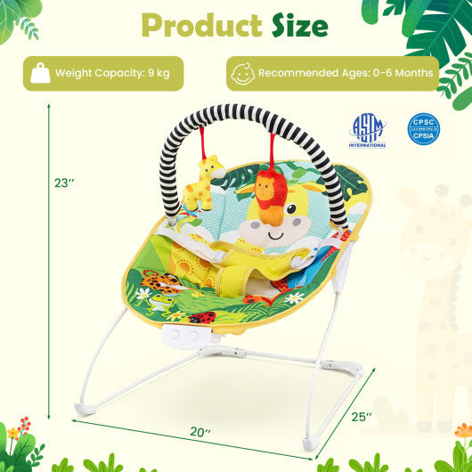 Portable Baby Bouncer Infant Rocker Seat with Detachable Toy Bar-Green