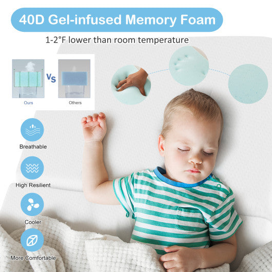 Portable Tri-fold Pack and Play Mattress Pad with Gel-Infused Memory Foam-White