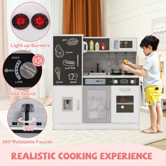 Pretend Play Kitchen with Utensils for Kids Aged 3+-Silver