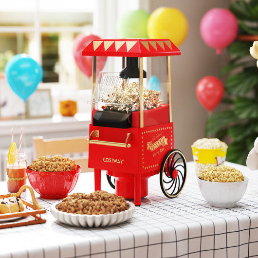Retro Hot Air Popcorn Maker 1200W with Kernel Measuring Cup-Red