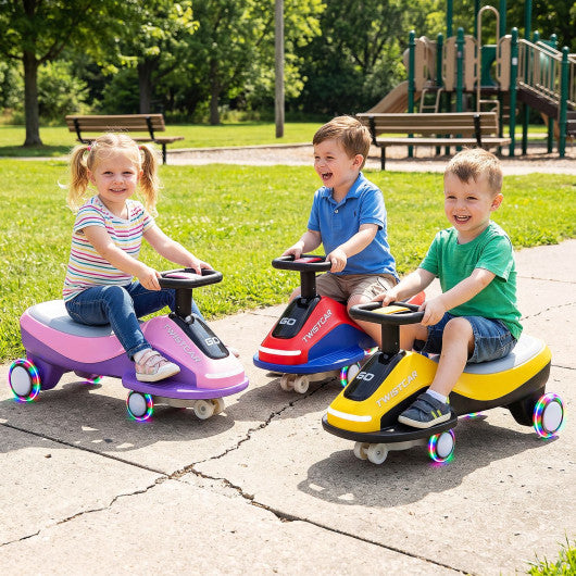 Ride On Car with Flashing Wheels Front Light and Music Speaker for Age 3+ Years Old-Pink