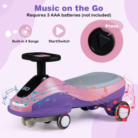 Ride On Car with Flashing Wheels Front Light and Music Speaker for Age 3+ Years Old-Pink