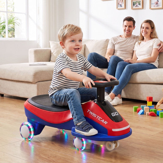 Ride On Car with Flashing Wheels Front Light and Music Speaker for Age 3+ Years Old-Red